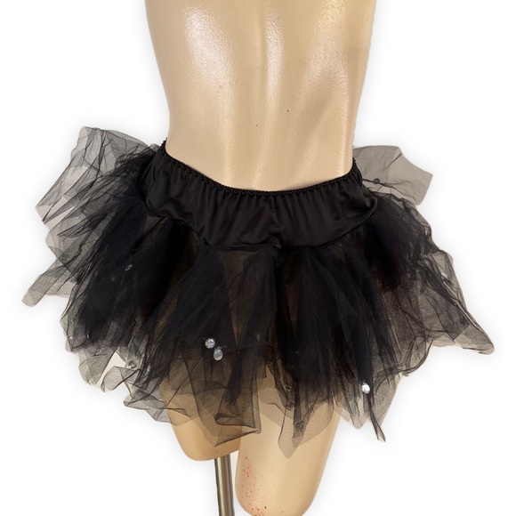Burlesque Gothic Black Tutu Style Tulle Mini Skirt S-M - Picture 4 of 4